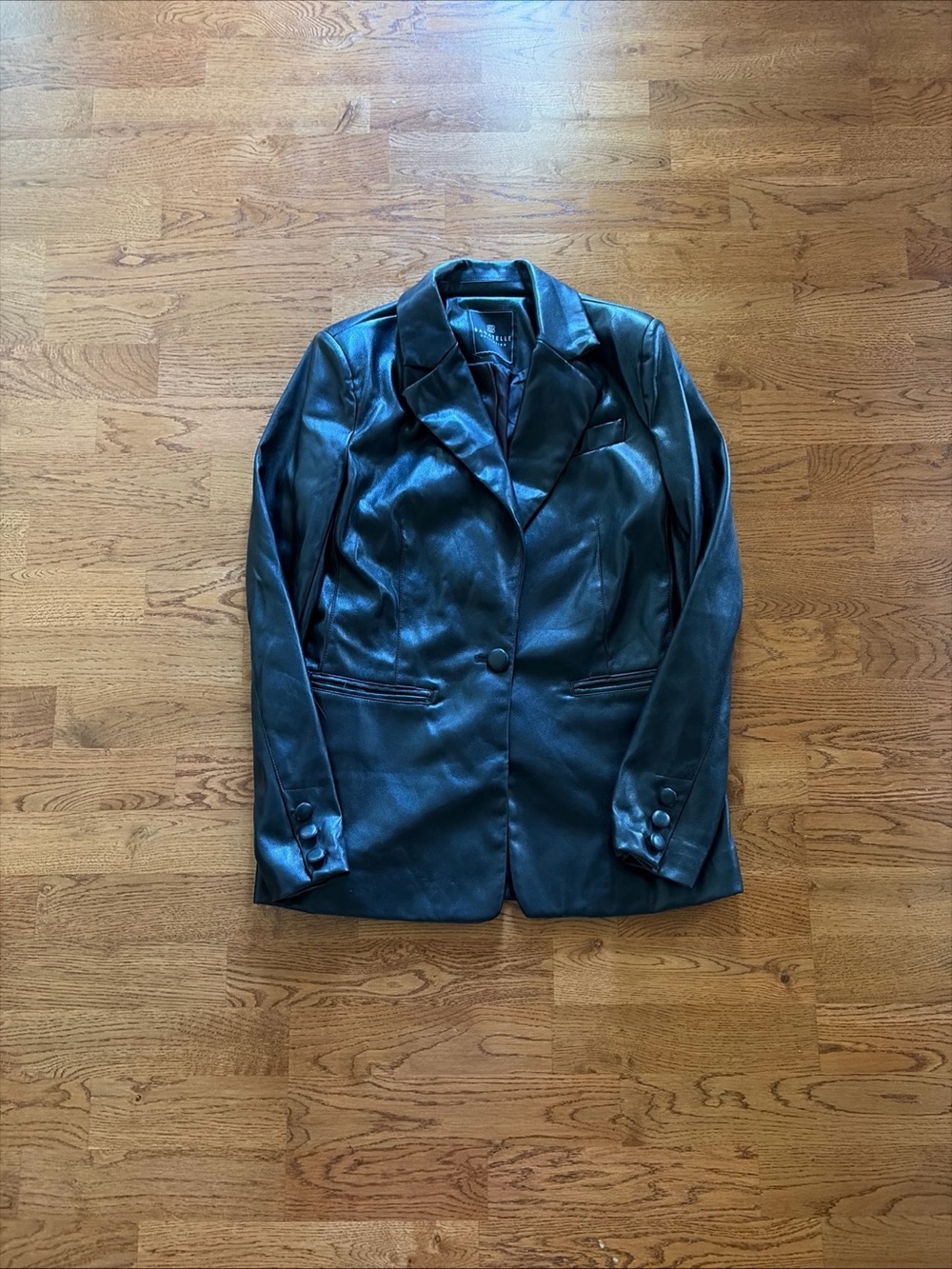 Bagatelle faux leather blazer jacket black women sport coat vegan structured